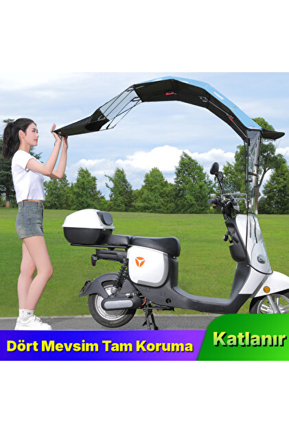 Motorsiklet Scooter Tentesi Yağmur Rüzgar Korumalı Gölgelik Katlanabilir