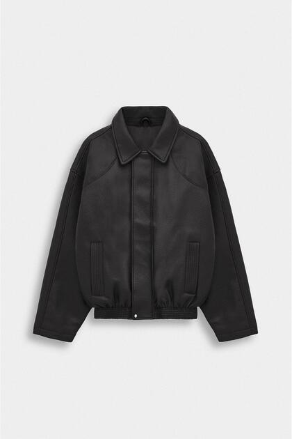 Textured Black Leather Jacket