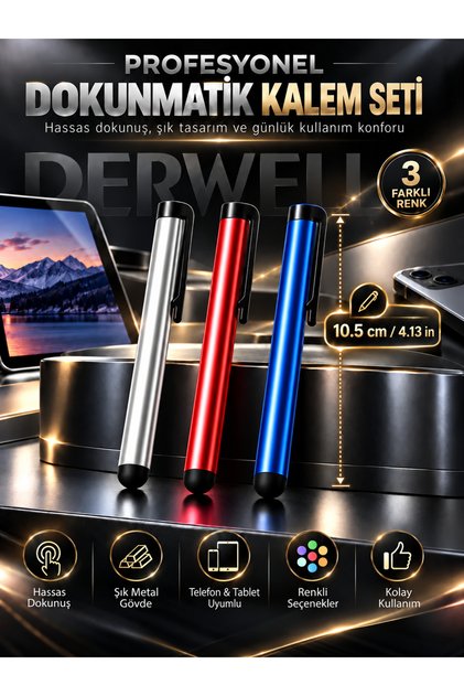 Tüm Dokunmatik Cihazlarla Uyumlu Akıllı Tahta - Tablet - Telefon Dokunmatik Kalemi Mavi 1 Adet