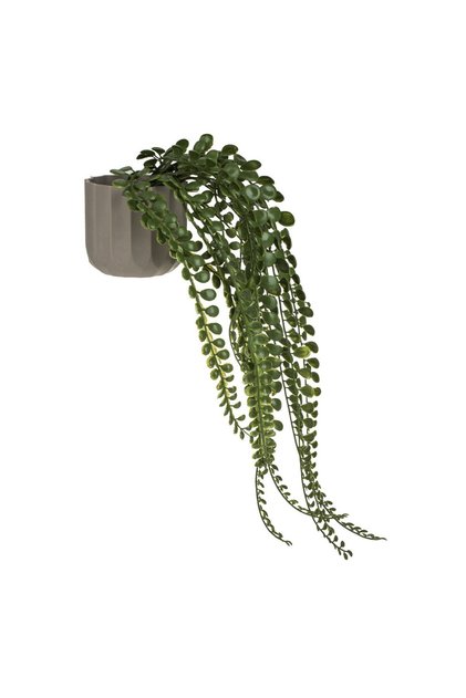 Ghiveci decorativ cu plantă artificială curgătoare, plastic taupe, Ø8x40 cm