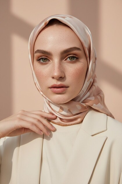 Rayon Büyük Çiçek Desenli Bej Renkli 90x90 Eşarp (İpek İçermez) Kenar Dikiş Şekli El Dikişli