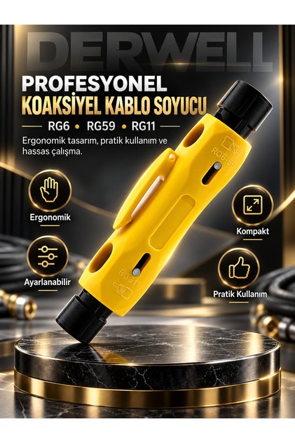 Koaksiyel Kablo Soyucu Rg-59 Rg-6 Rg-6q Rg-7 Rg-11 Için Çift Uçlu Koaks Kablo Sıyırma Tel Kesici