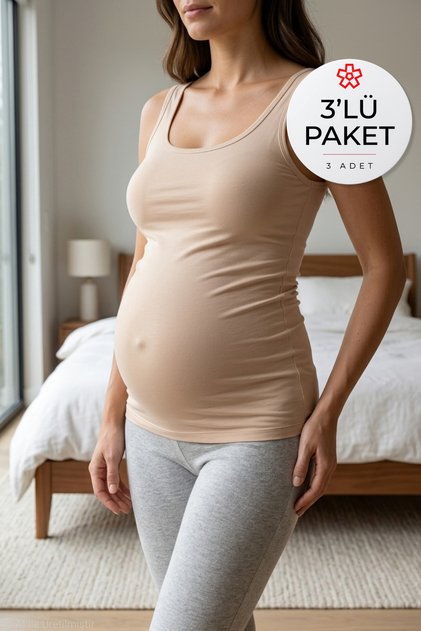 Modal Askılı Hamile Atlet Ten 3'lü Paket