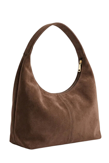 Women's Bitter Brown Suede Casual Soft Textured Large Size Shoulder and Tote Bag