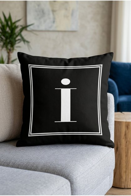 Lettered Throw Pillow Pillow Case - Letter I - 43x43 Cm
