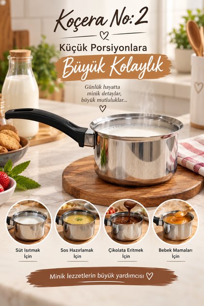 NO 2 KOÇERA Sütlük-Sosluk 13x8 Cm Bulaşık Makinesinde Yıkanabilir, Ömürlük 430 PASLANMAZ
