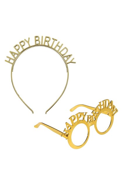 Set de Petrecere cu Ochelari & Coronita Aurii Happy Birthday