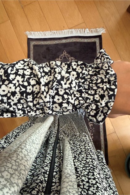 Viscose One-Piece Prayer Dress with Bag - Black and White Colored Viscose - for Tall Sizes