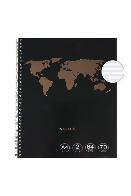 Caiet A4 Dictando Negru Harta Folie Roz Aurie cu Spirala & 2 Subiecte - 64F