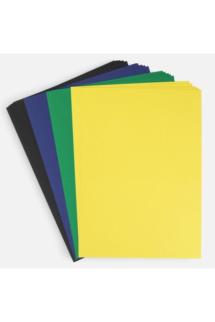 Hartie colorata A4 pentru activitati creative, carton gros, negru albastru verde galben, 20 bucati