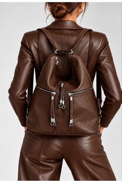 Soft Faux Leather Brown Women's Bag Suitable for Hand Shoulder and Back Use