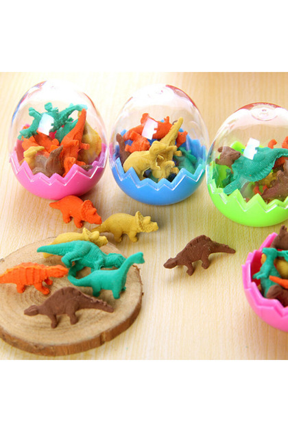 7Pcs/Pack Erasers Students Stationary Gifts Novelty Dinosaur Egg Pencil Rubber Eraser with Egg Schoo