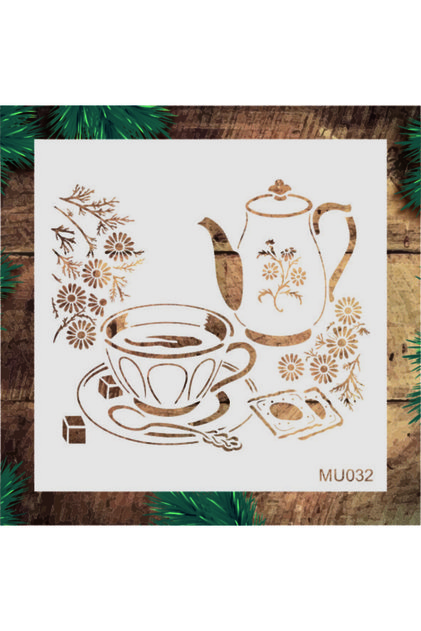 Stencil Tasarım Mu032 Stencil - Dekoratif Duvar Ve Eşya Boyama Şablonları 30x30 Cm
