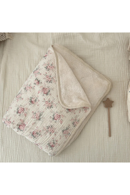 90x130cm Red Floral Winter Baby Blanket for Newborn Fleece Cotton Muslin Swaddle Bedding Velvet Stro