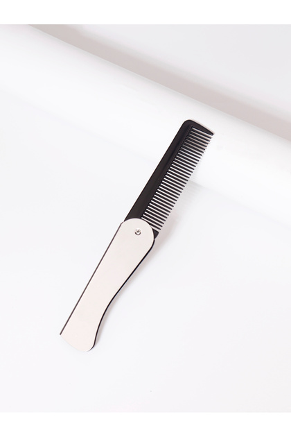 Silvery-HZZDS 1PCS Stainless Steel Folding Men's Beard Comb, Fine Toothed Straightener, Used for Dai