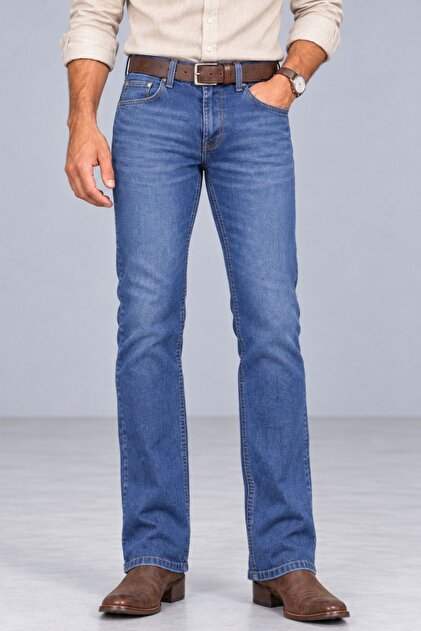 Regular Fit Jean Martin High Waist Standard Cut Flexible Light Blue Men's Jeans C336