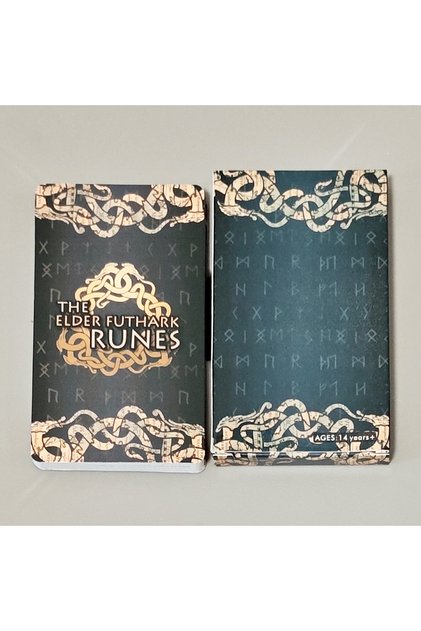 black 25 Pcs Norse Mythology Oracle Cards for Fortune Telling & Meditation Elder Futhark Rune Cards