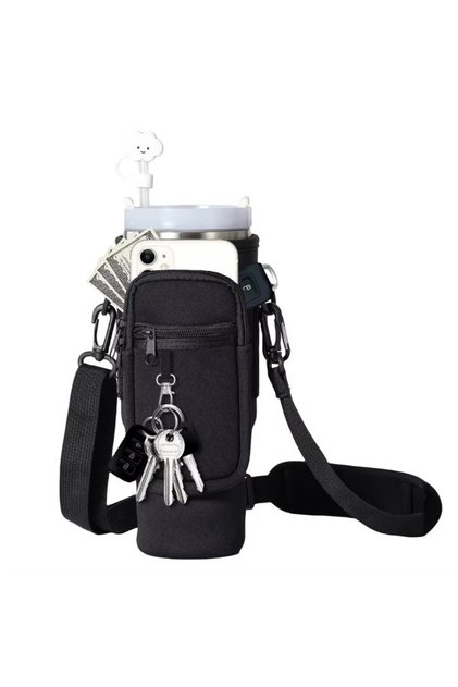 Black Bag 40oz Neoprene Water Bottle Carrier Bag with Adjustable Shoulder Strap Water Bottle Holder