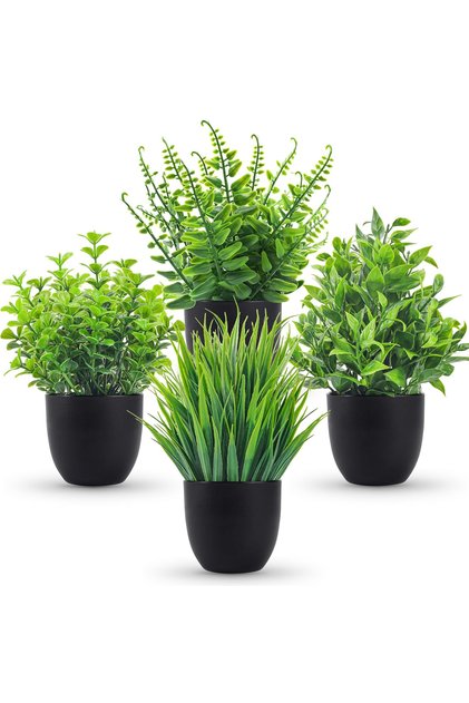black Fake Plants 4 Packs Artificial Plants Small Faux Plants Black Bathroom Accessories for Bathroo