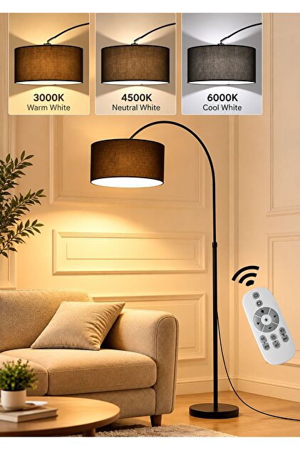 Floor Lamp for LED Stand Vintage Arc Pole Light with Warm Light Remote Control