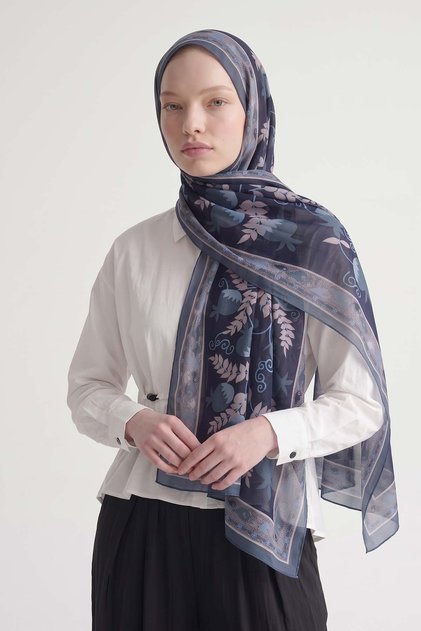 Pomegranate Patterned Royal Shawl Turquoise