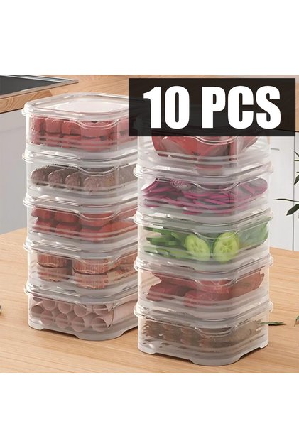 10pcs Transparent 10pcs refrigerator fresh-keeping box multi-function storage box kitchen food stora