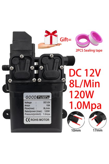 DC12V 120W Durable High Pressure Diaphragm Water Pump DC 12V 120W 8L/Min High Pressure Self-priming