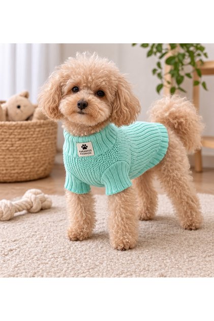 SELANİK ÖRGÜ SU YEŞİLİ RENK KEDİ KAZAK KÖPEK KAZAK-KIYAFET FARAMİSSPET
