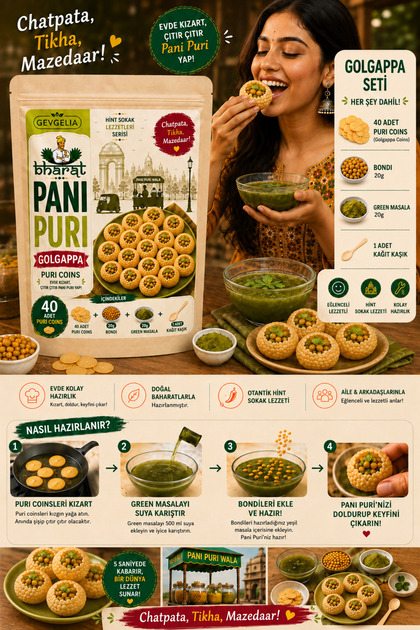 BHARAT PANI PURI (GOLGAPPA) SET 40Lı PURI MASALA KARIŞIMI VE BOONDI SETİ