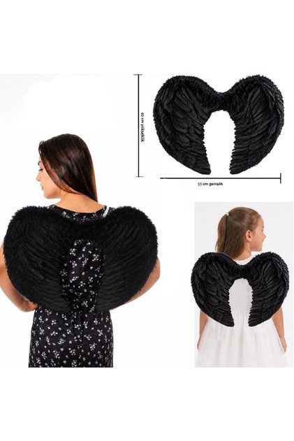 Halloween Siyah Renk Melek Kanadı Angel Kanat 40x55 cm 1 Adet Gösteri