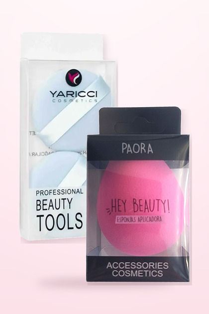 3-Piece Makeup Sponge Set - Boxed Egg Foundation Sponge + 2-Piece Powder Puff