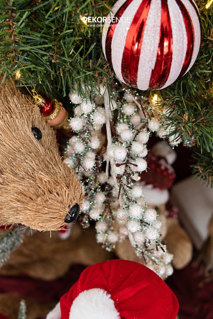 Christmas Ornament Frosted and Glittered Berry Branch White 67 cm