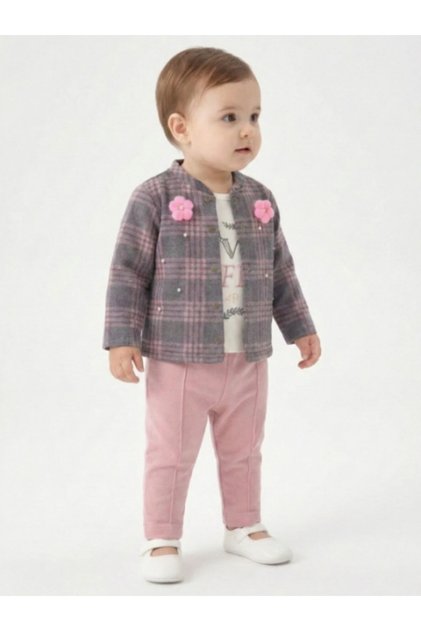 Girls' Plaid Cardigan Long Sleeve Set 9-24 Months