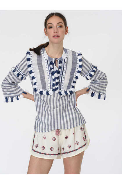 Çizgili Bluz Standart Renk Y1966109_089