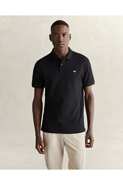 Erkek Siyah Regular Fit Polo Yaka T-Shirt