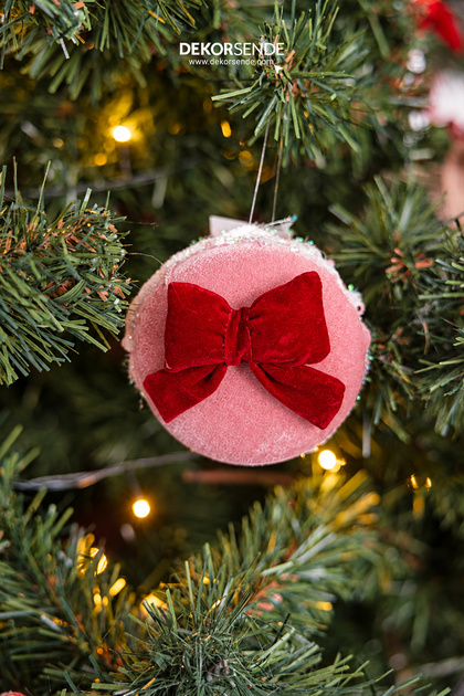 Christmas Tree Ornament Macaron Velvet Pink 10 cm