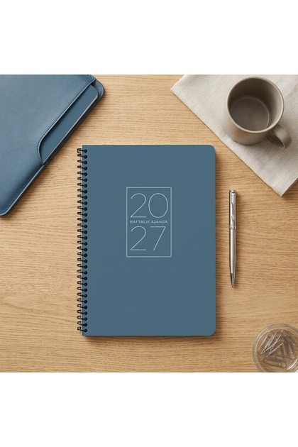 2027 Year Spiral Weekly Planner 20X28 cm Blue