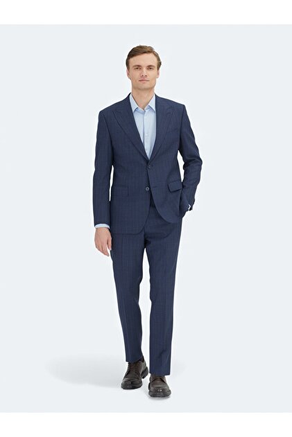Navy Blue Modern Fit Wool Blend Suit