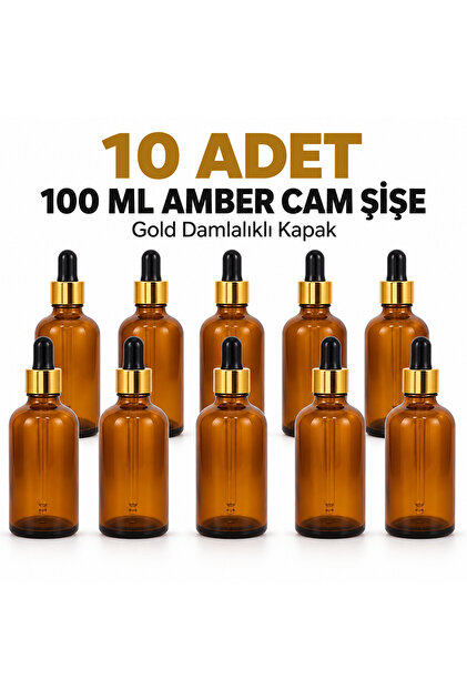 100 Ml Amber Droper Cam Damlalıklı Kehribar Boş Şişe(10adet)