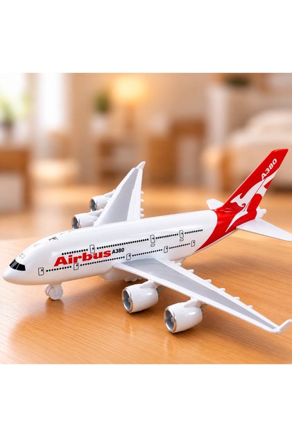 Avion de jucărie din metal pentru copii, cu lumini și sunete, 3+ ani, roșu