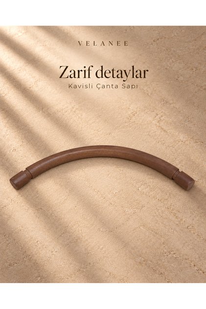 Kavisli Ahşap Görünümlü Tek Ahşap Çanta Sapı – Kahverengi 16,5 Cm