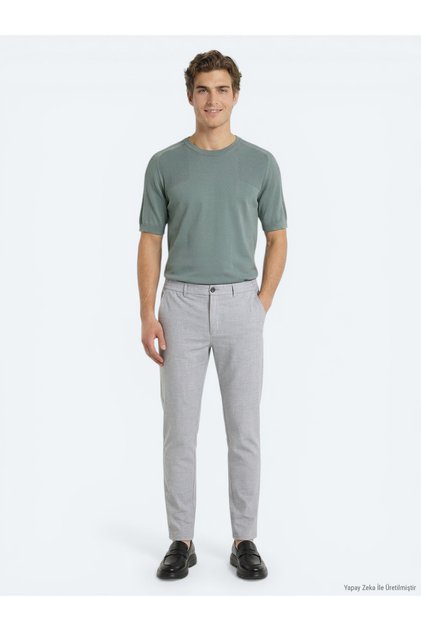 Gri Dokuma Jogging Fit Casual Pantolon