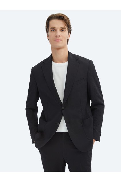 Black Patterned Modern Fit Suit