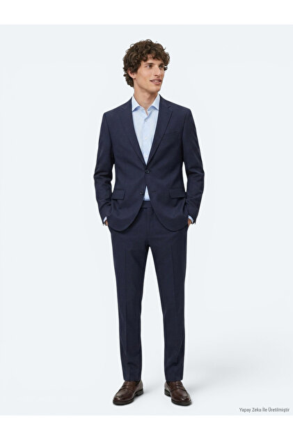 Navy Blue Micro Regular Fit 100% Wool Suit