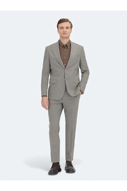 Light Brown Micro Modern Fit Suit