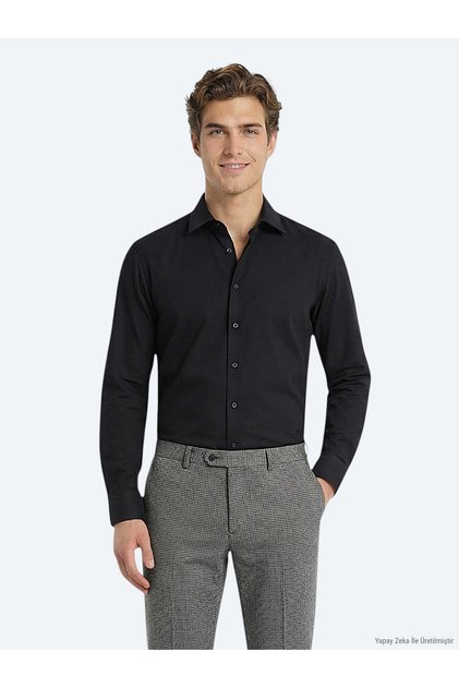 Plain Woven Long Sleeve Shirt - KP10106671