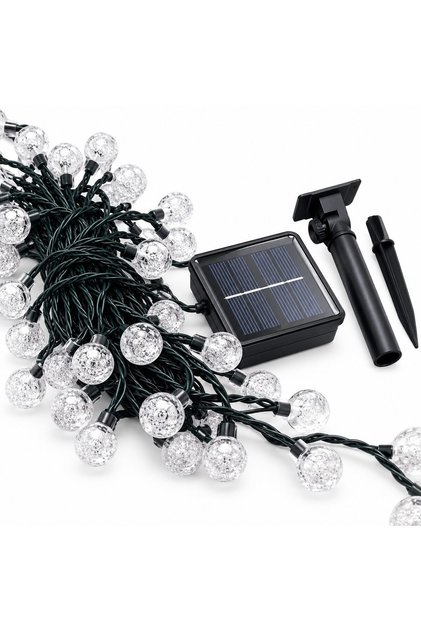 Instalatie de Craciun Solara, Flippy, Tip Globuri de Cristal, 100 LED-uri, Senzor de Lumina, pentru Exterior, 12 m, Multicolor