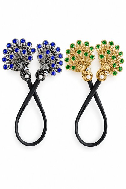Set de 2 agrafe pentru coafuri elegante, verde și albastru
