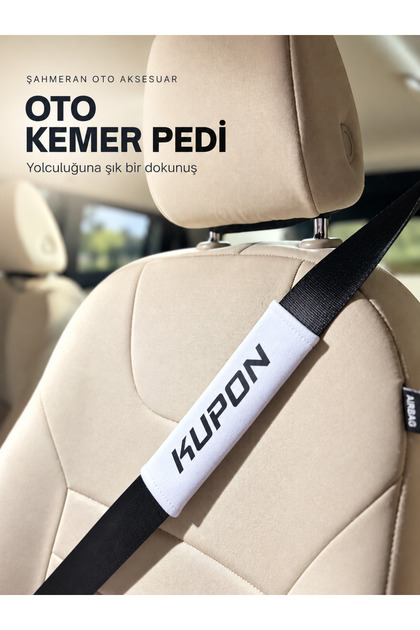 2'li Oto Koltuğu Emniyet Kemeri Pedi Araç Seyahat Kemer pedi KUPON BEYAZ