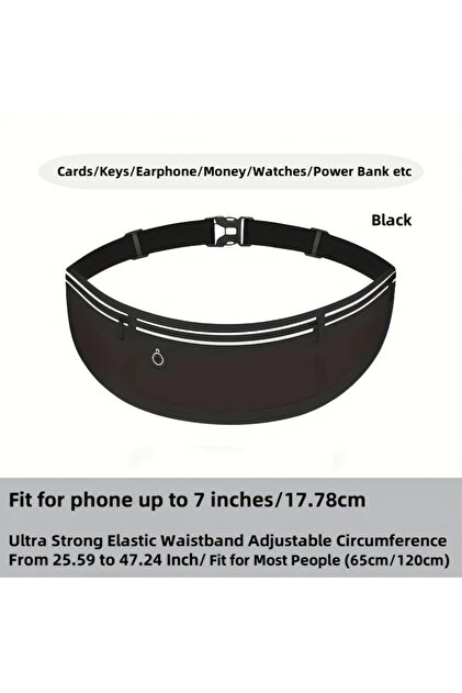 Black Waist Bag Men Women Outdoor Sports Belt Pouch Sports Fanny Pack Mobile Phone Bag Gym Running C